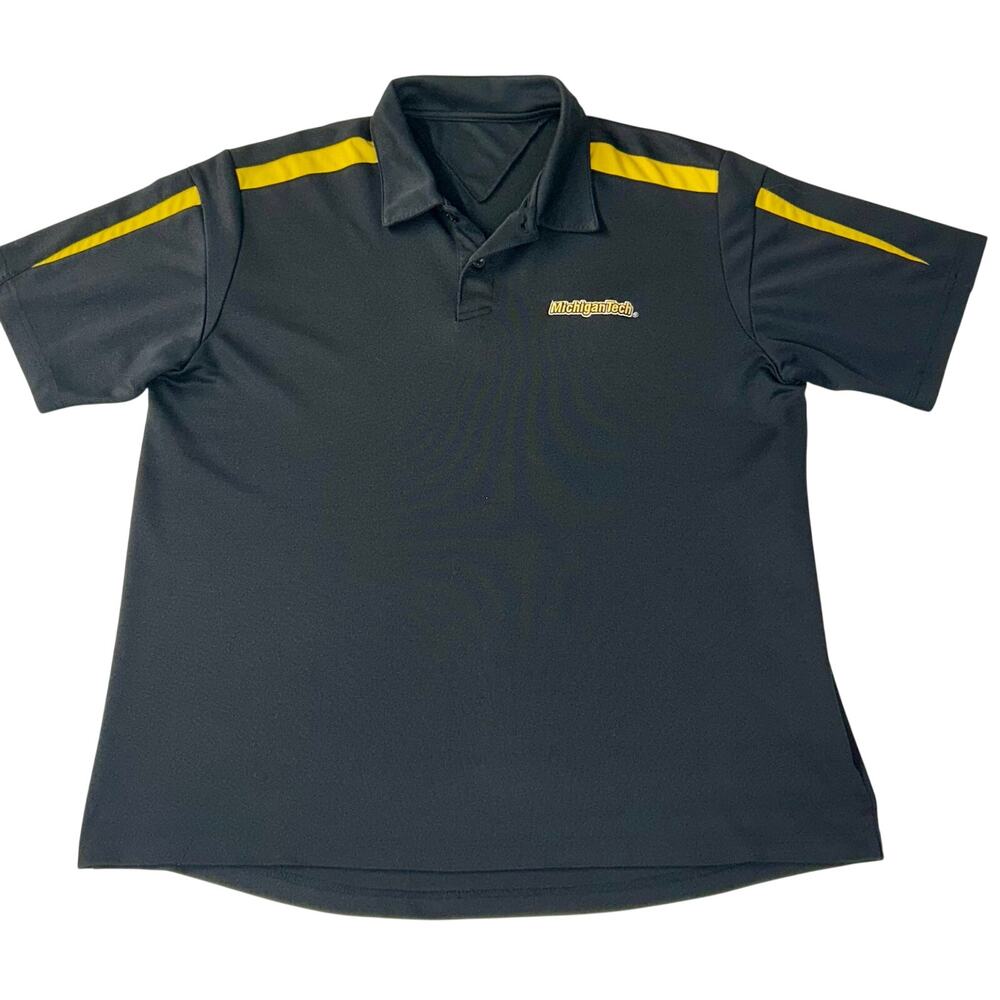 Holloway Men XL Michigan Tech Huskies Polo Shirt Black Gold MTU NCAA Activewear